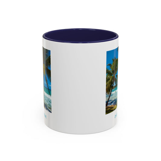 On Island Time beach scene Mug | Accent coffee mug
